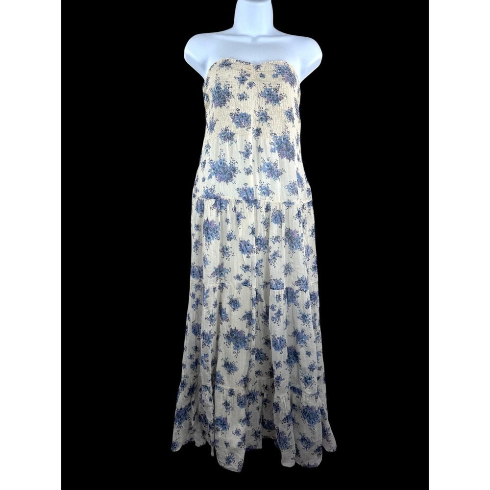 Rebecca Taylor‎ Strapless Smocked Floral Maxi Dress boho beach coquette sz 4